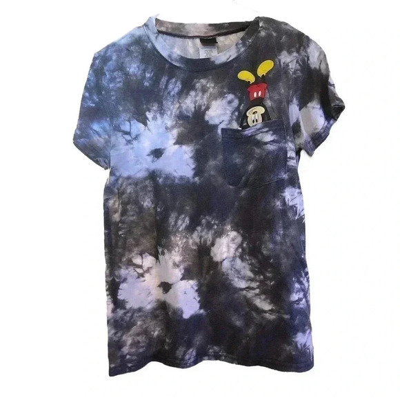 DISNEY TIE DYE GRAY AND WHITE TEE WITH MICKEY SIZE SMALL - Picture 1 of 3